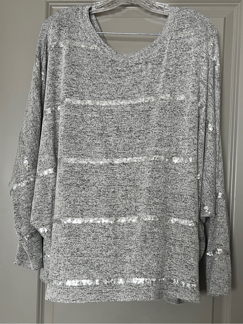 Silver Sequin Striped Sweater